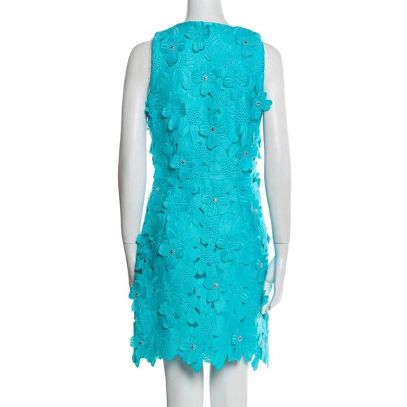 DESIGNER MICHAEL KORS TURQUOISE LACE PATTERN SLEEVELESS V NECK DRESS 4.R - Picture 10 of 11
